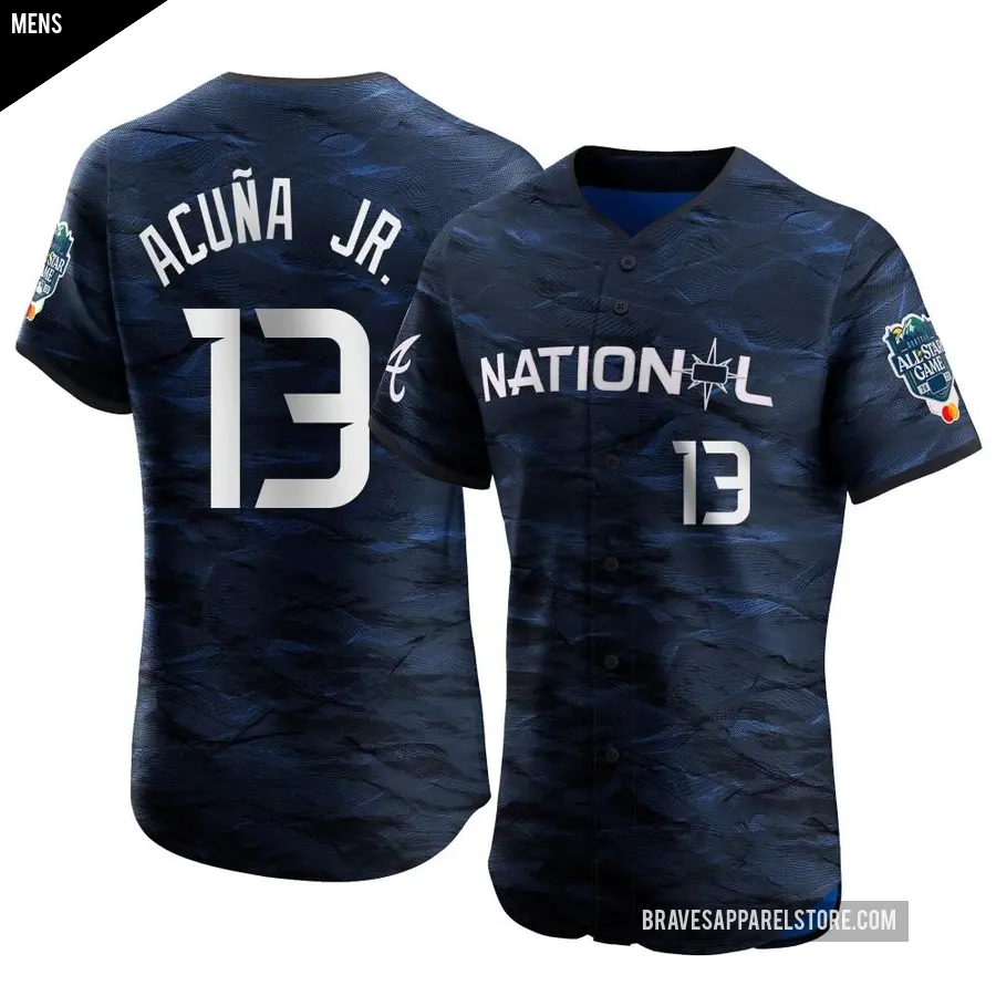 Men's Atlanta Braves ＃13 Ronald Acuna Jr. Elite Royal National League Game Vapor Premier 2023 All-Star Jersey