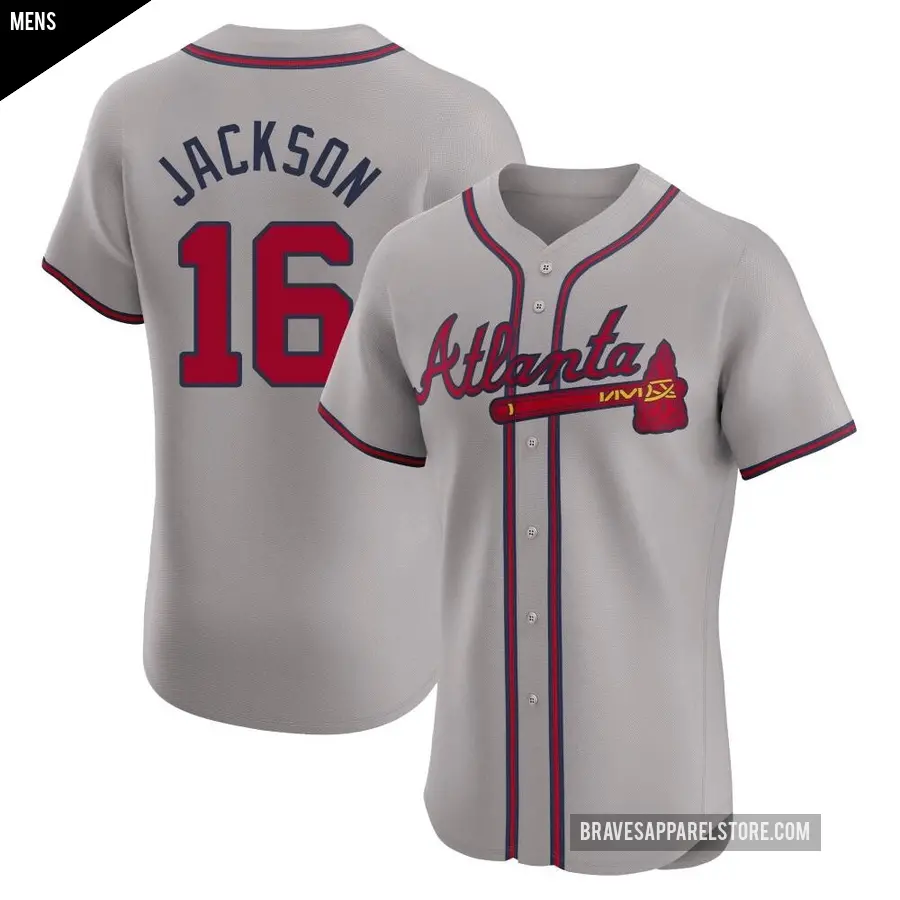 Men's Atlanta Braves ＃16 Sonny Jackson Elite Gray Road Jersey