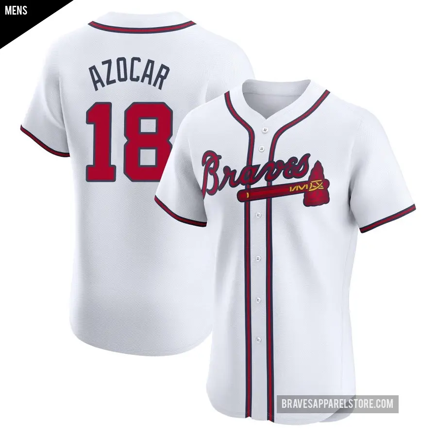 Men's Atlanta Braves ＃18 Jose Azocar Elite White Home Jersey
