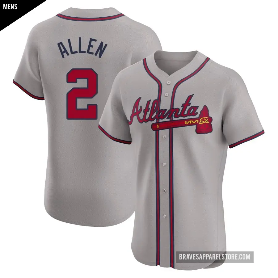 Men's Atlanta Braves ＃2 Nick Allen Elite Gray Road Jersey