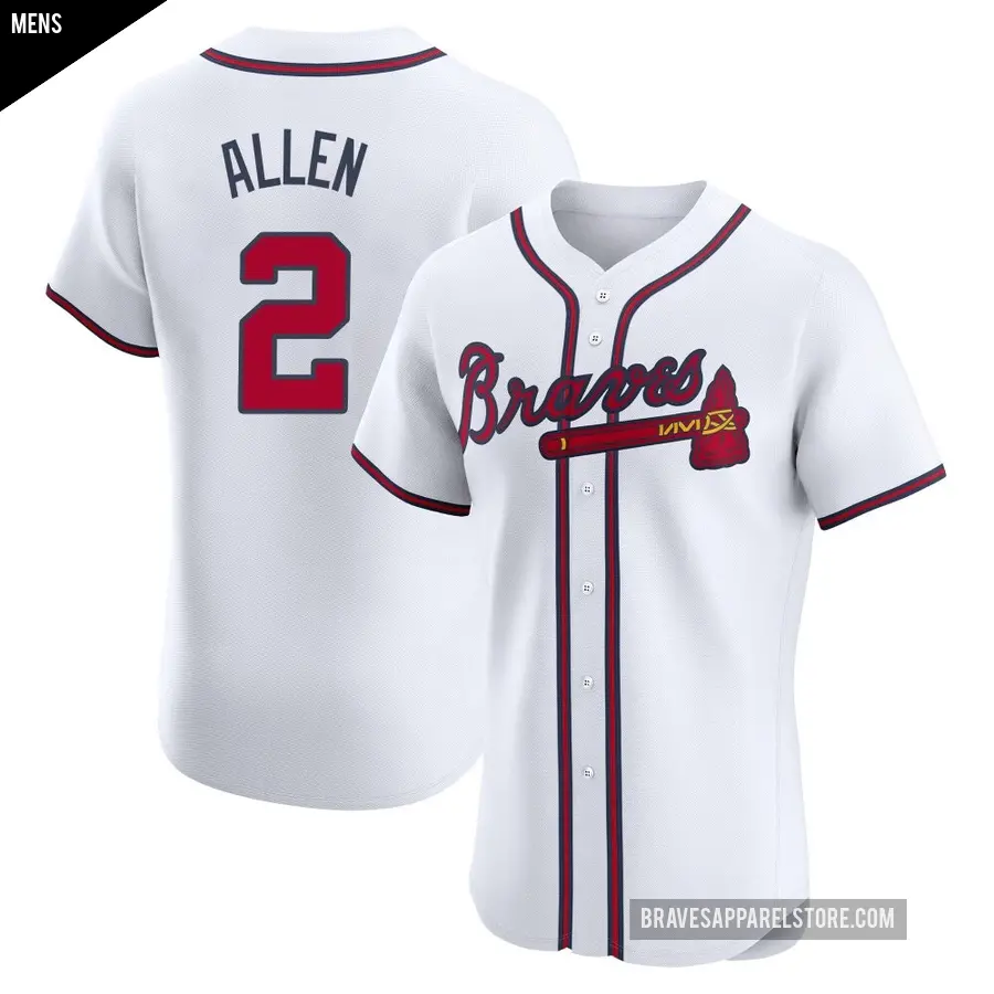 Men's Atlanta Braves ＃2 Nick Allen Elite White Home Jersey