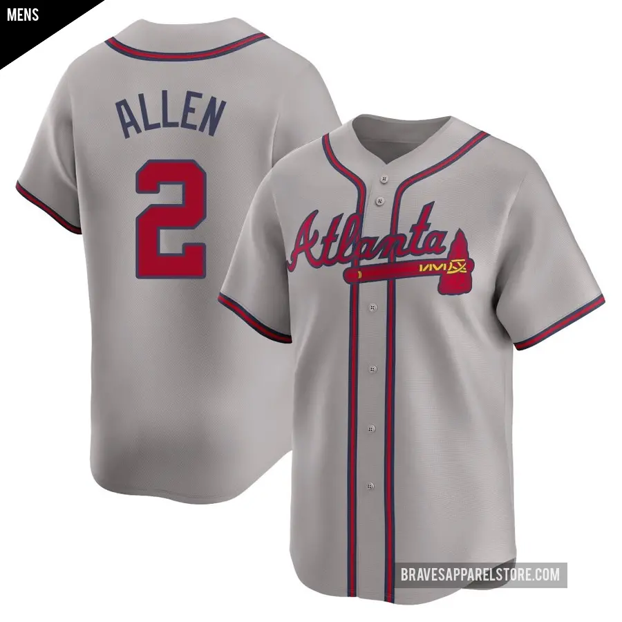 Men's Atlanta Braves ＃2 Nick Allen Limited Gray Away Jersey