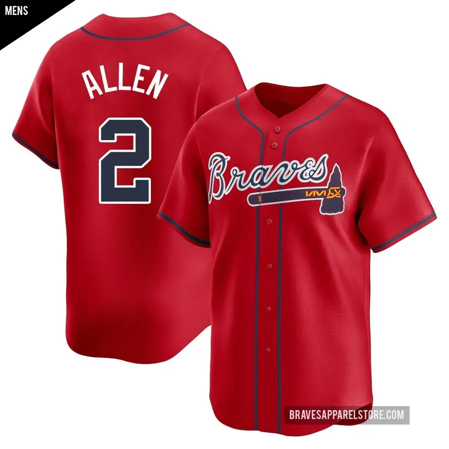 Men's Atlanta Braves ＃2 Nick Allen Limited Red Alternate Jersey