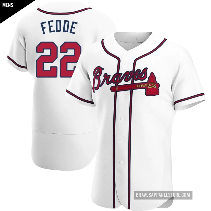 Men's Atlanta Braves ＃22 Erick Fedde Authentic White Home Jersey