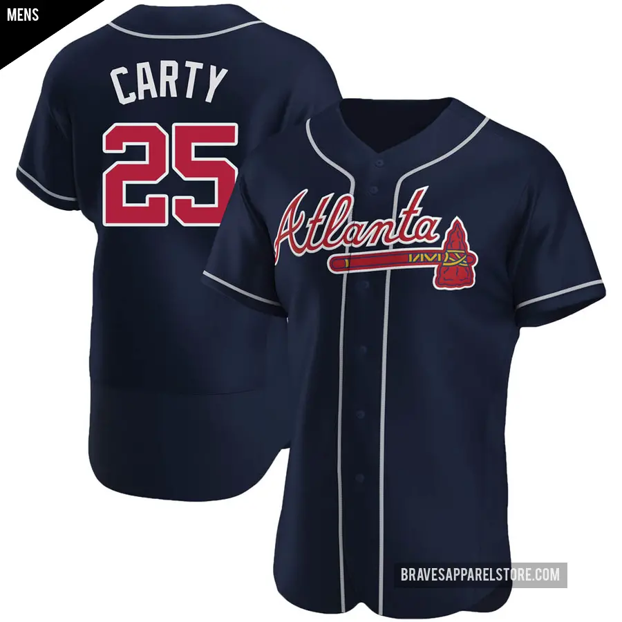 Men's Atlanta Braves ＃25 Rico Carty Authentic Navy Alternate Jersey