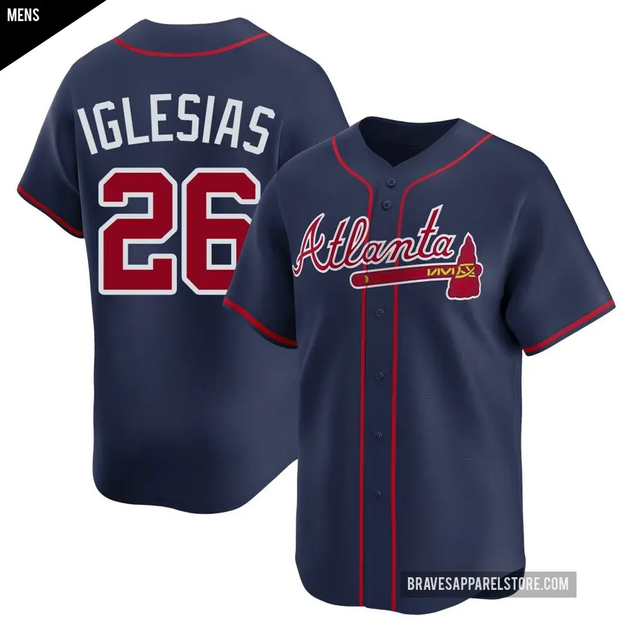 Men's Atlanta Braves ＃26 Raisel Iglesias Limited Navy Alternate Jersey