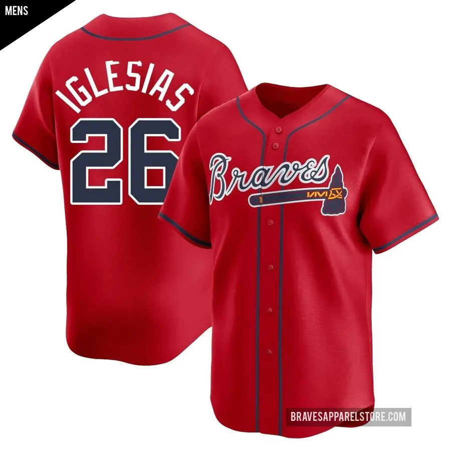 Men's Atlanta Braves ＃26 Raisel Iglesias Limited Red Alternate Jersey