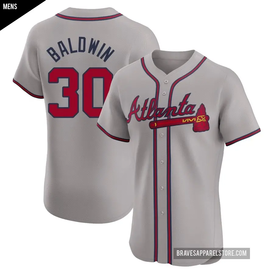 Men's Atlanta Braves ＃30 Drake Baldwin Elite Gray Road Jersey