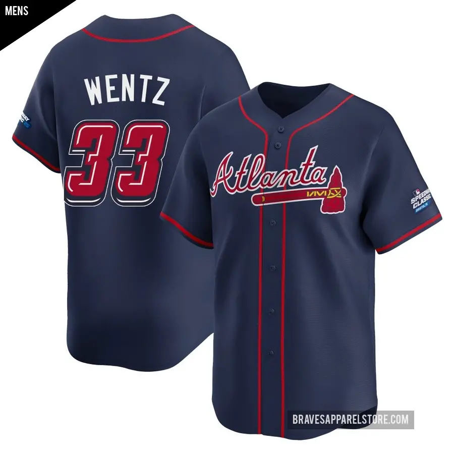 Men's Atlanta Braves ＃33 Joey Wentz Limited Navy 2025 Speedway Classic Alternate Jersey
