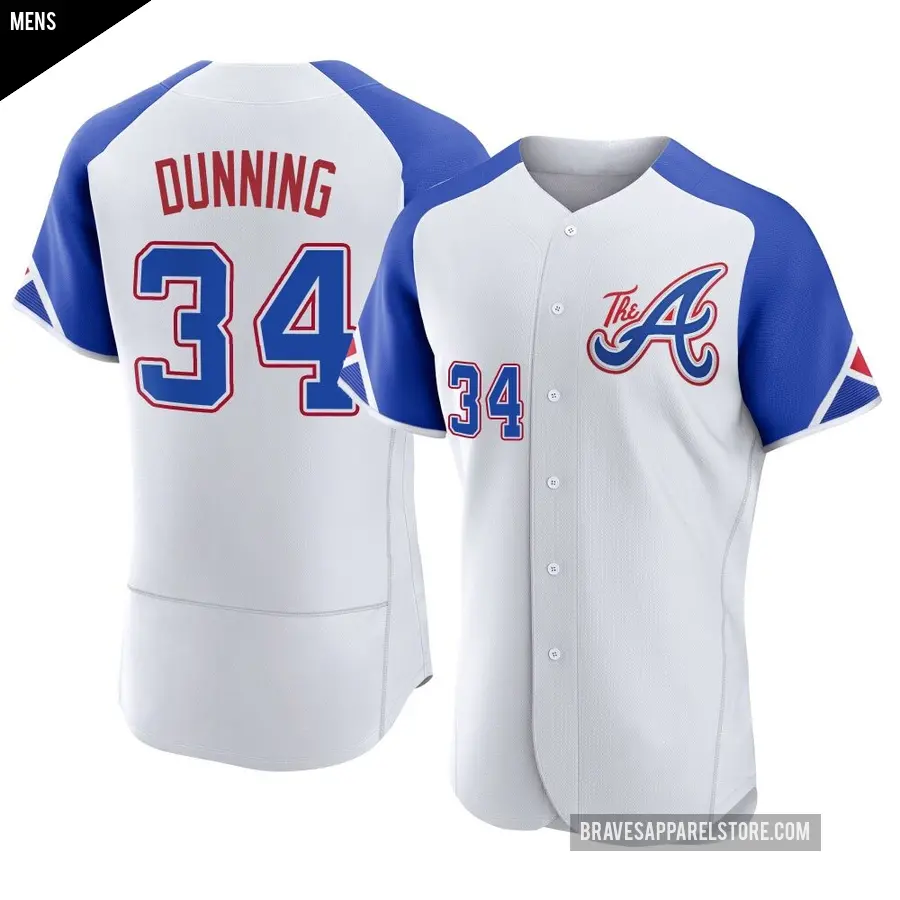Men's Atlanta Braves ＃34 Dane Dunning Authentic White 2023 City Connect Jersey