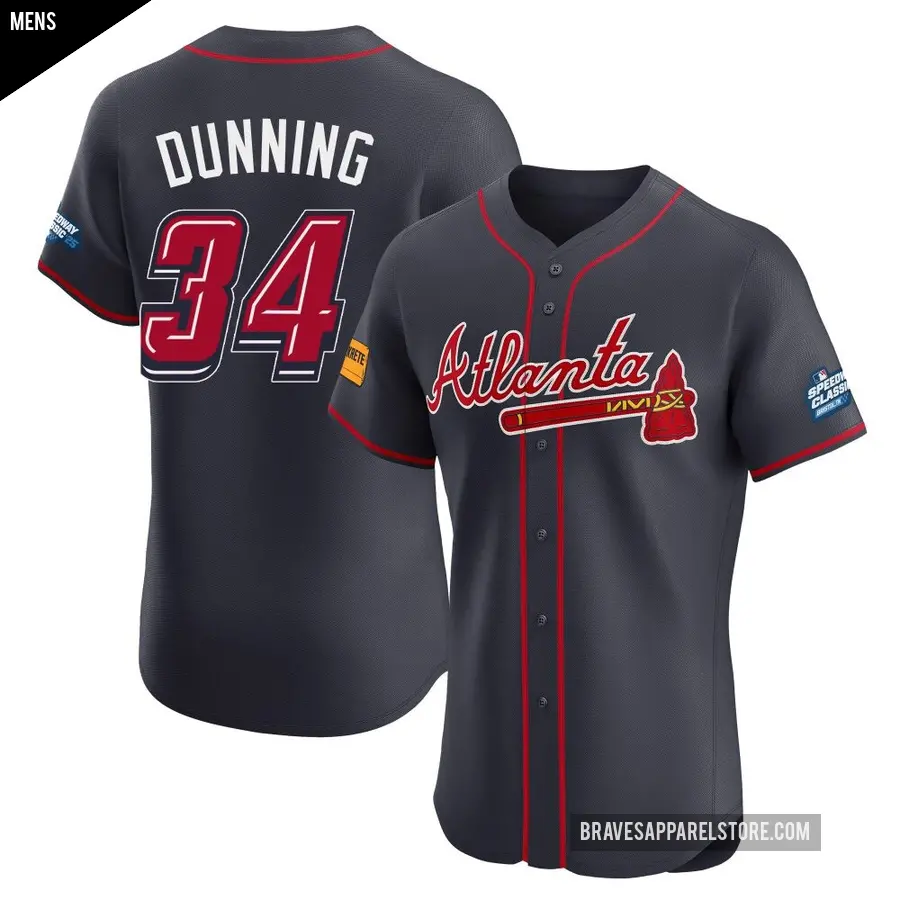 Men's Atlanta Braves ＃34 Dane Dunning Elite Navy 2025 Speedway Classic Alternate Jersey