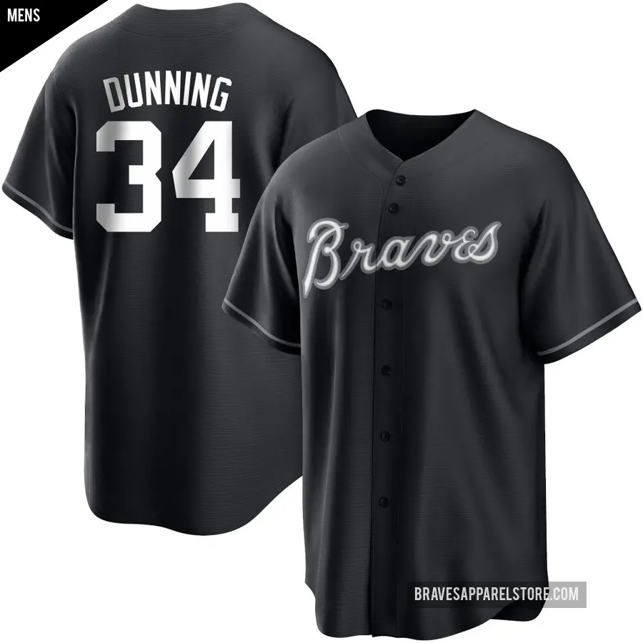 Men's Atlanta Braves ＃34 Dane Dunning Replica Black/White Jersey
