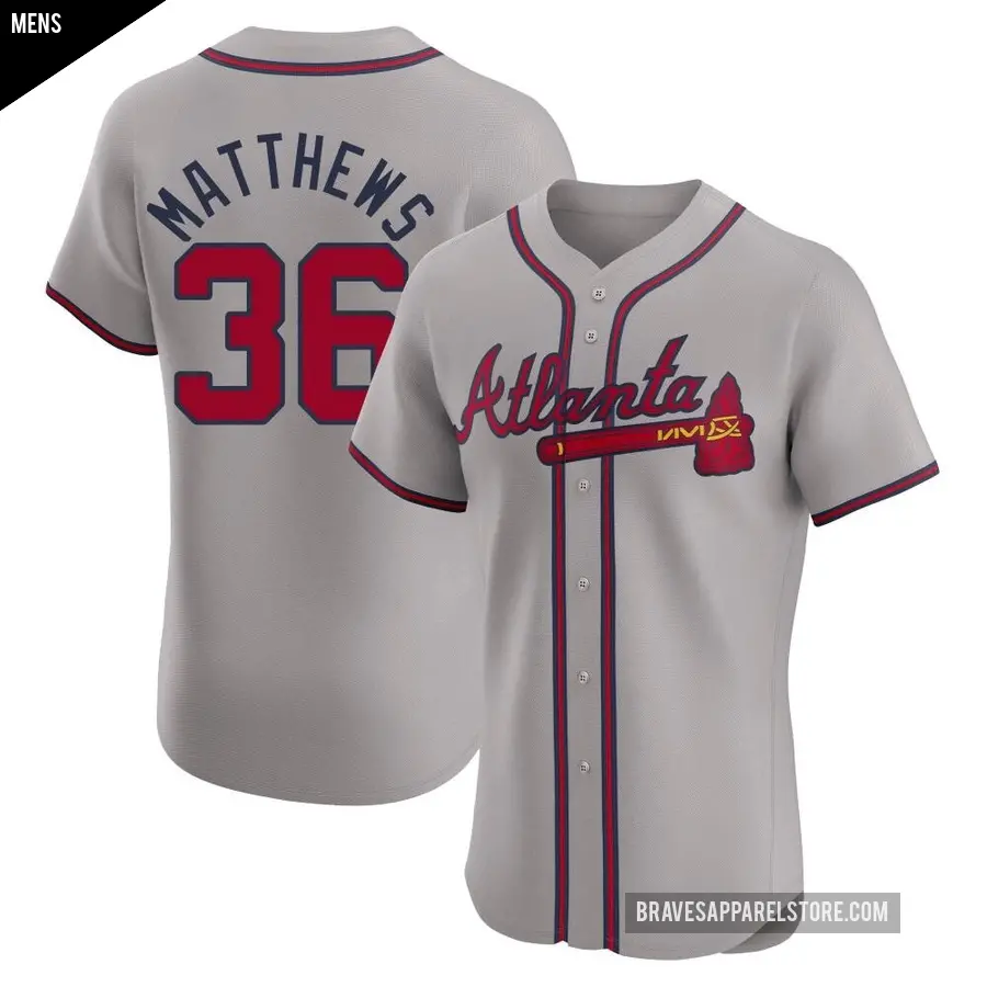 Men's Atlanta Braves ＃36 Gary Matthews Elite Gray Road Jersey