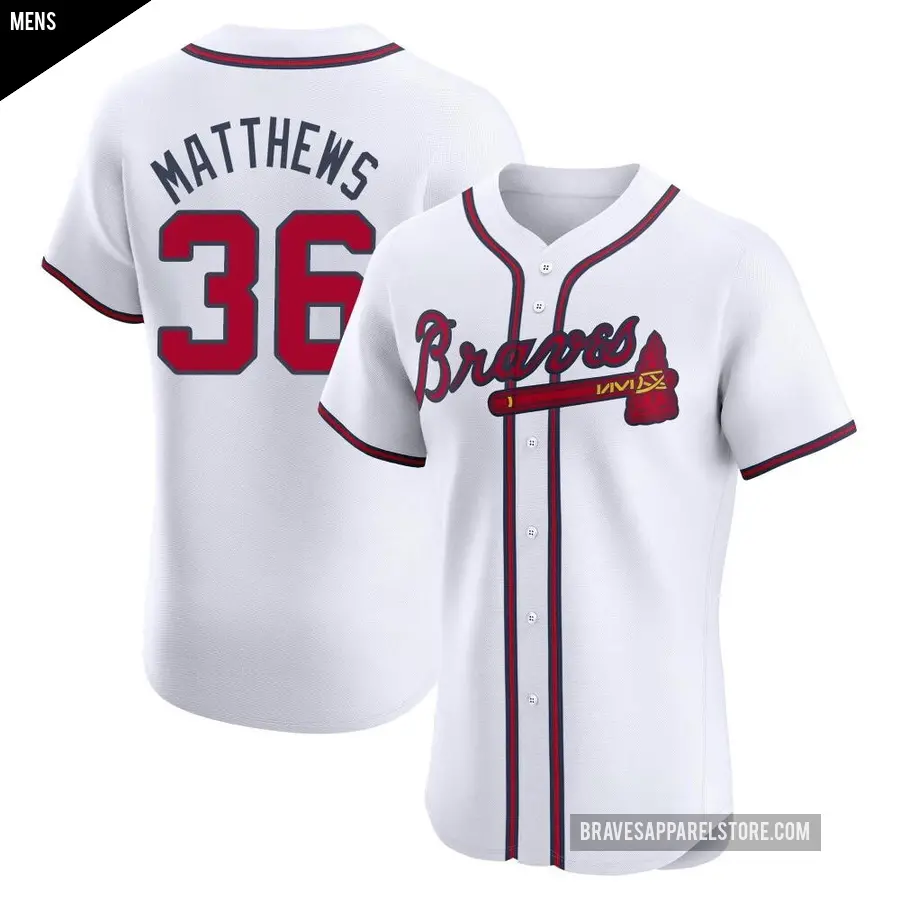 Men's Atlanta Braves ＃36 Gary Matthews Elite White Home Jersey