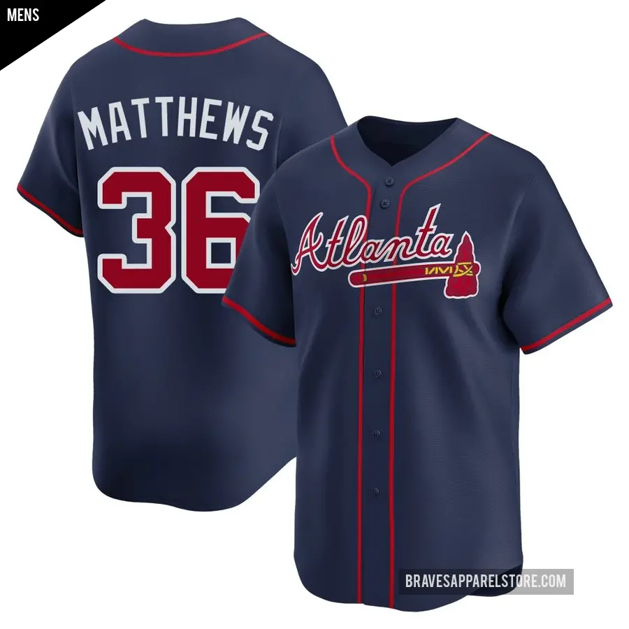 Men's Atlanta Braves ＃36 Gary Matthews Limited Navy Alternate Jersey