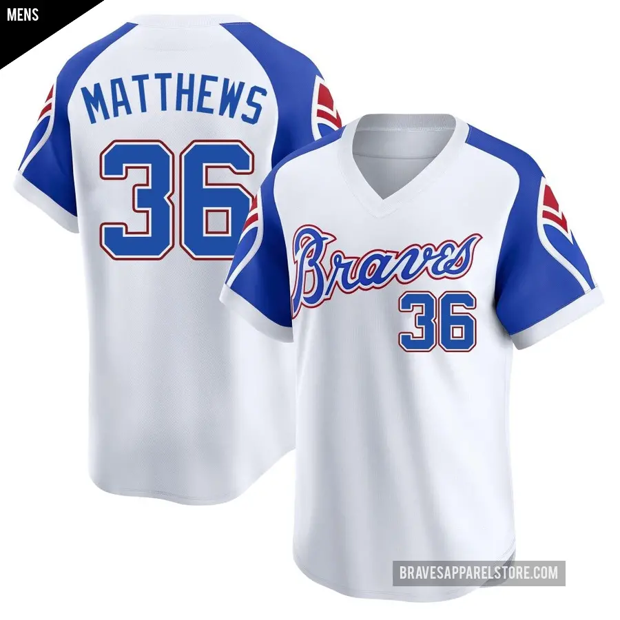 Men's Atlanta Braves ＃36 Gary Matthews Limited White Throwback Cooperstown Collection Jersey