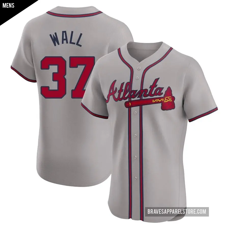 Men's Atlanta Braves ＃37 Forrest Wall Elite Gray Road Jersey