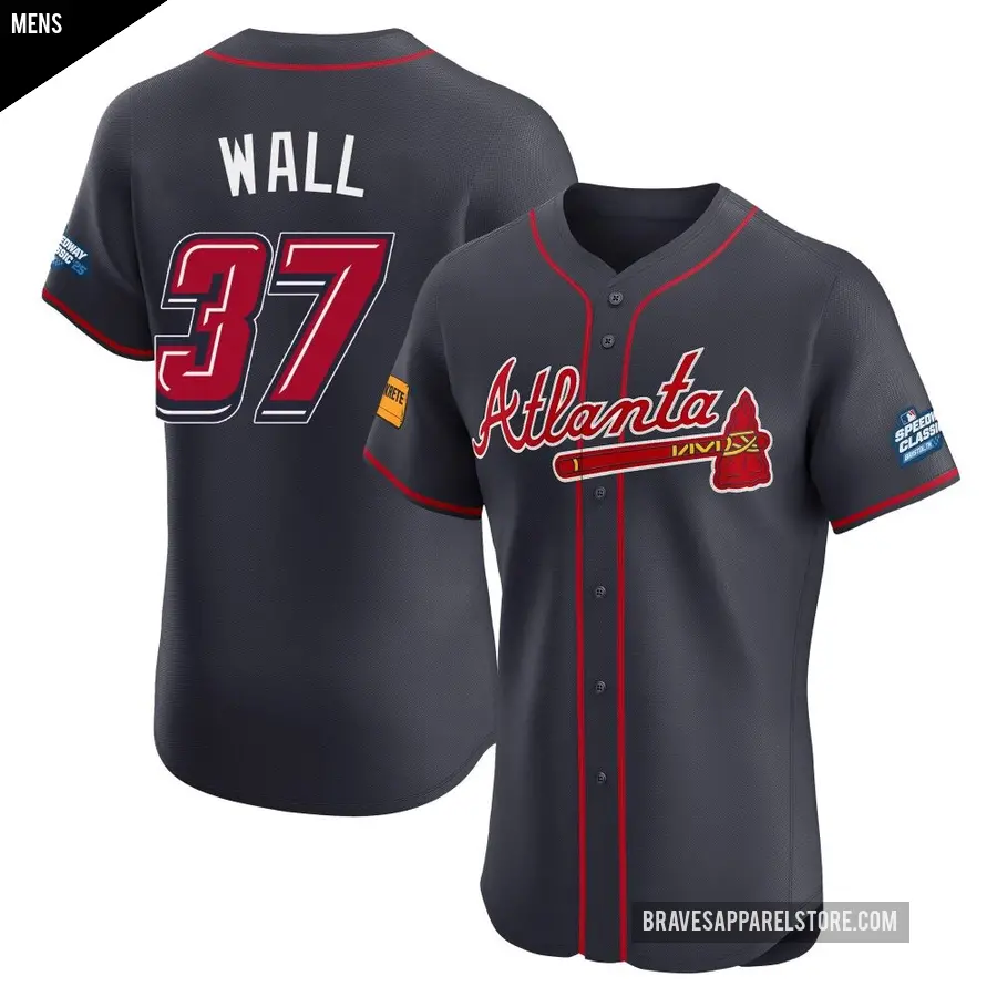 Men's Atlanta Braves ＃37 Forrest Wall Elite Navy 2025 Speedway Classic Alternate Jersey