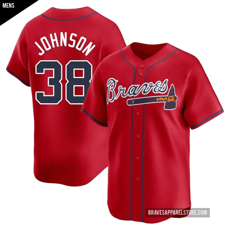 Men's Atlanta Braves ＃38 Pierce Johnson Limited Red Alternate Jersey