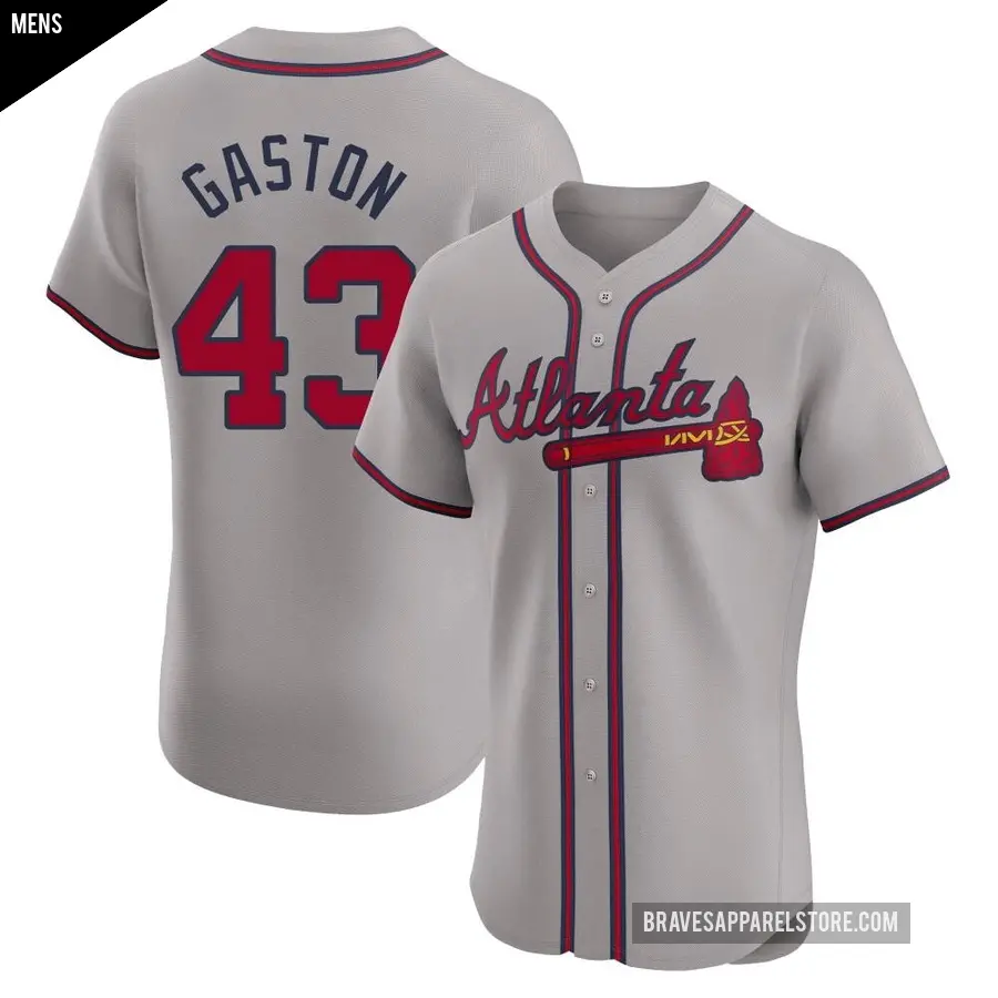 Men's Atlanta Braves ＃43 Cito Gaston Elite Gray Road Jersey