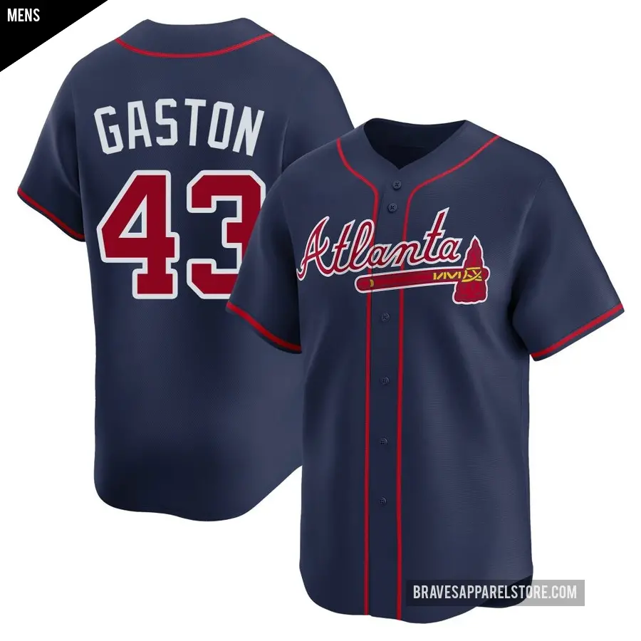 Men's Atlanta Braves ＃43 Cito Gaston Limited Navy Alternate Jersey