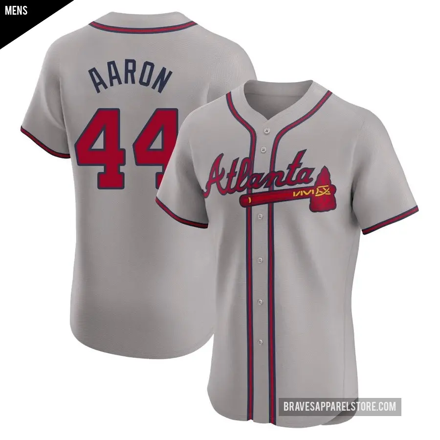 Men's Atlanta Braves ＃44 Hank Aaron Elite Gray Road Jersey