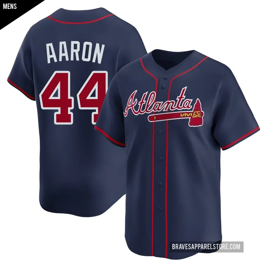 Men's Atlanta Braves ＃44 Hank Aaron Limited Navy Alternate Jersey