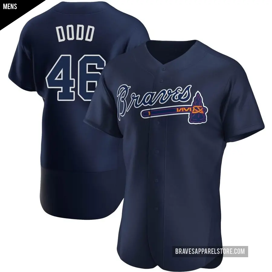 Men's Atlanta Braves ＃46 Dylan Dodd Authentic Navy Alternate Team Name Jersey