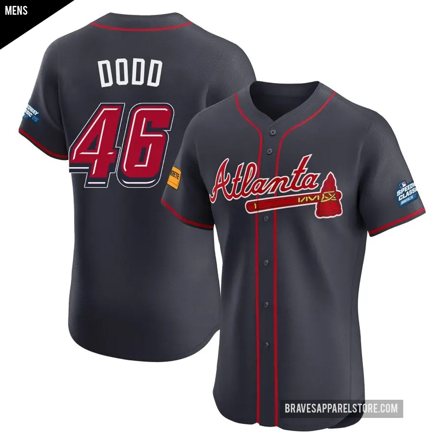 Men's Atlanta Braves ＃46 Dylan Dodd Elite Navy 2025 Speedway Classic Alternate Jersey
