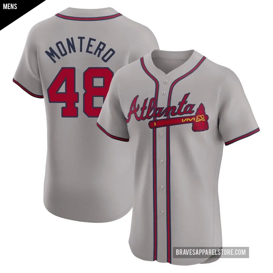 Men's Atlanta Braves ＃48 Rafael Montero Elite Gray Road Jersey