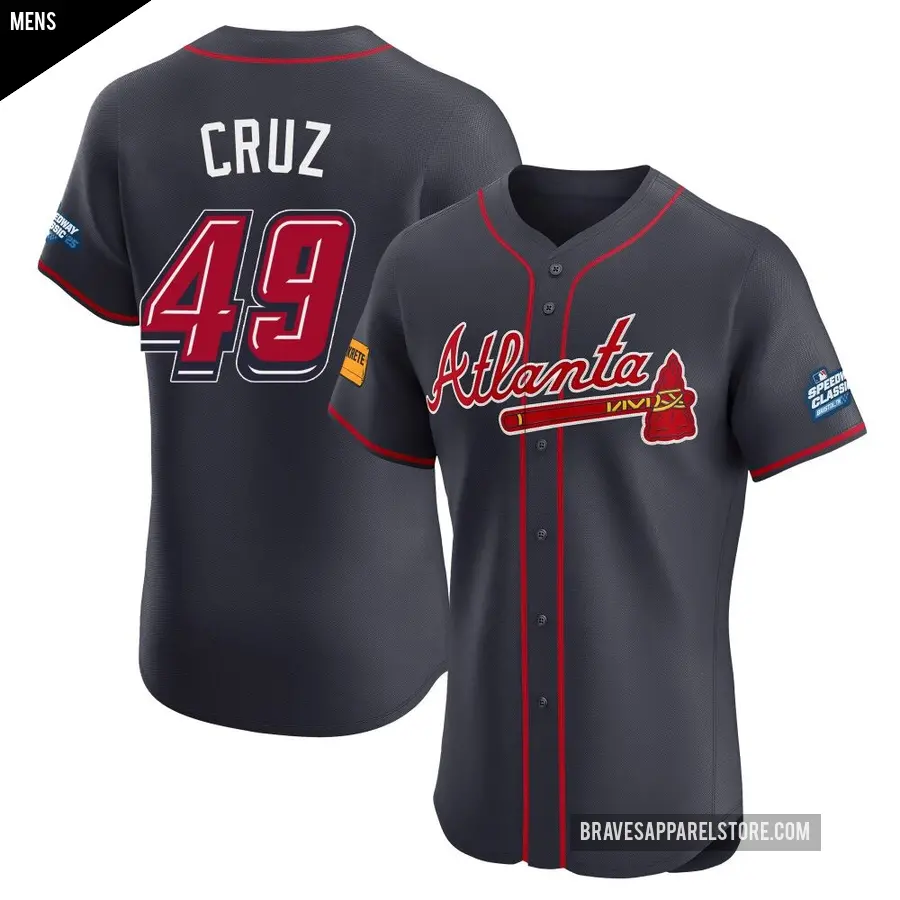 Men's Atlanta Braves ＃49 Jesus Cruz Elite Navy 2025 Speedway Classic Alternate Jersey
