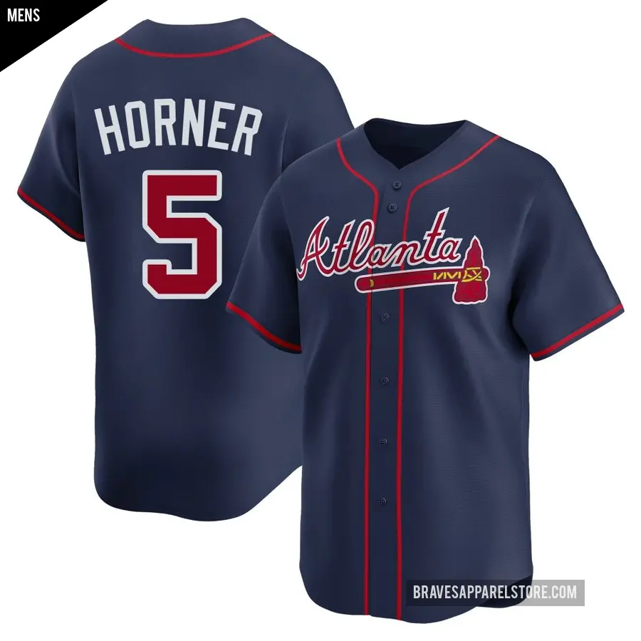 Men's Atlanta Braves ＃5 Bob Horner Limited Navy Alternate Jersey