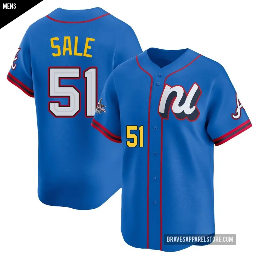 Men's Atlanta Braves ＃51 Chris Sale Limited Blue National League 2025 All-Star Edition Jersey