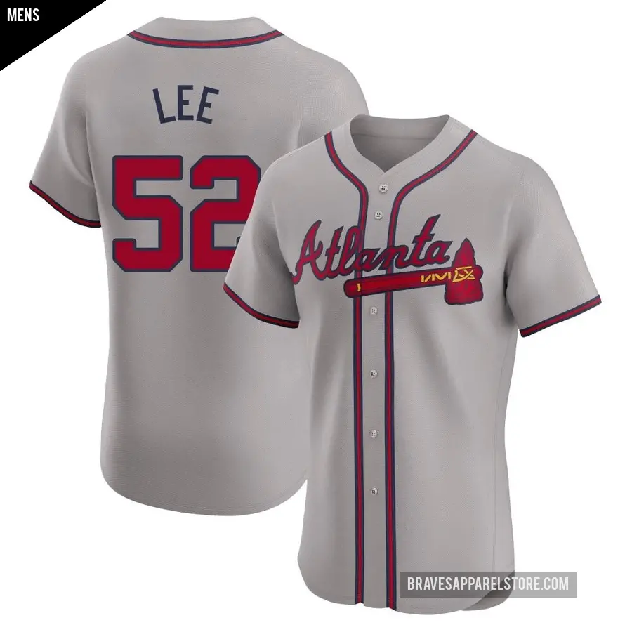 Men's Atlanta Braves ＃52 Dylan Lee Elite Gray Road Jersey