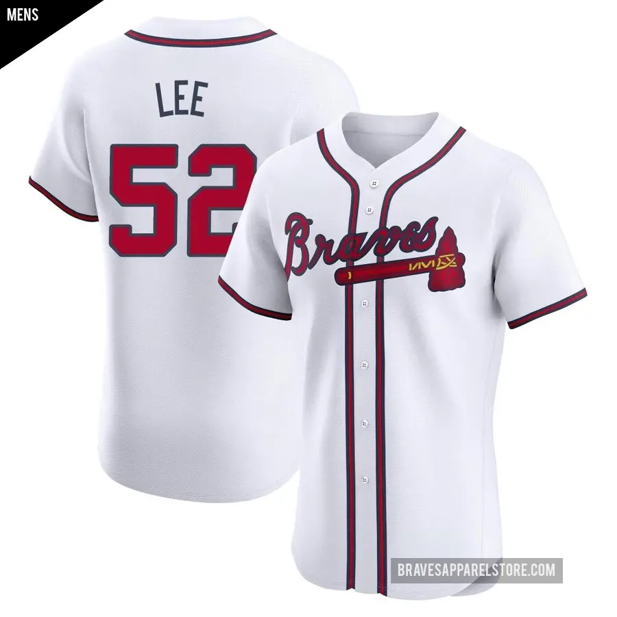 Men's Atlanta Braves ＃52 Dylan Lee Elite White Home Jersey