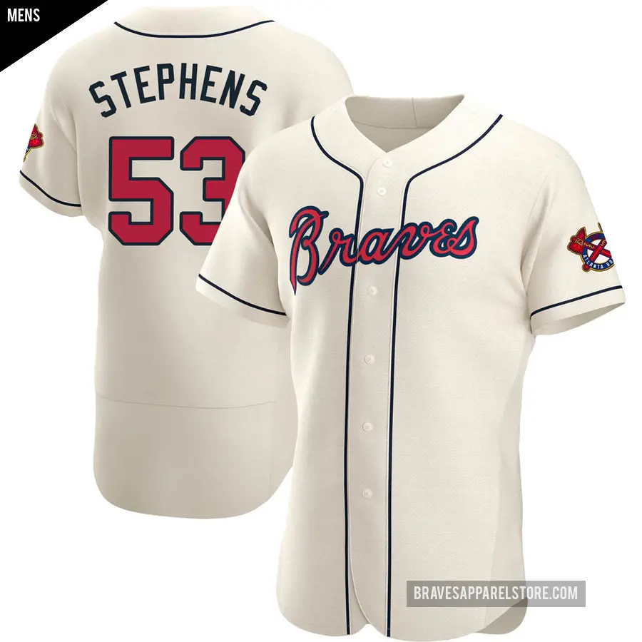 Men's Atlanta Braves ＃53 Jackson Stephens Authentic Cream Alternate Jersey