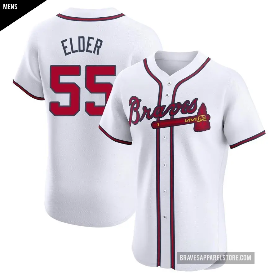 Men's Atlanta Braves ＃55 Bryce Elder Elite White Home Jersey