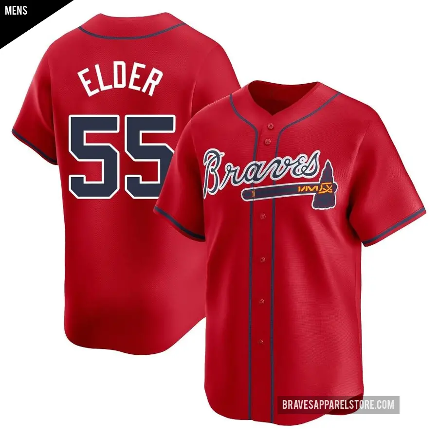 Men's Atlanta Braves ＃55 Bryce Elder Limited Red Alternate Jersey