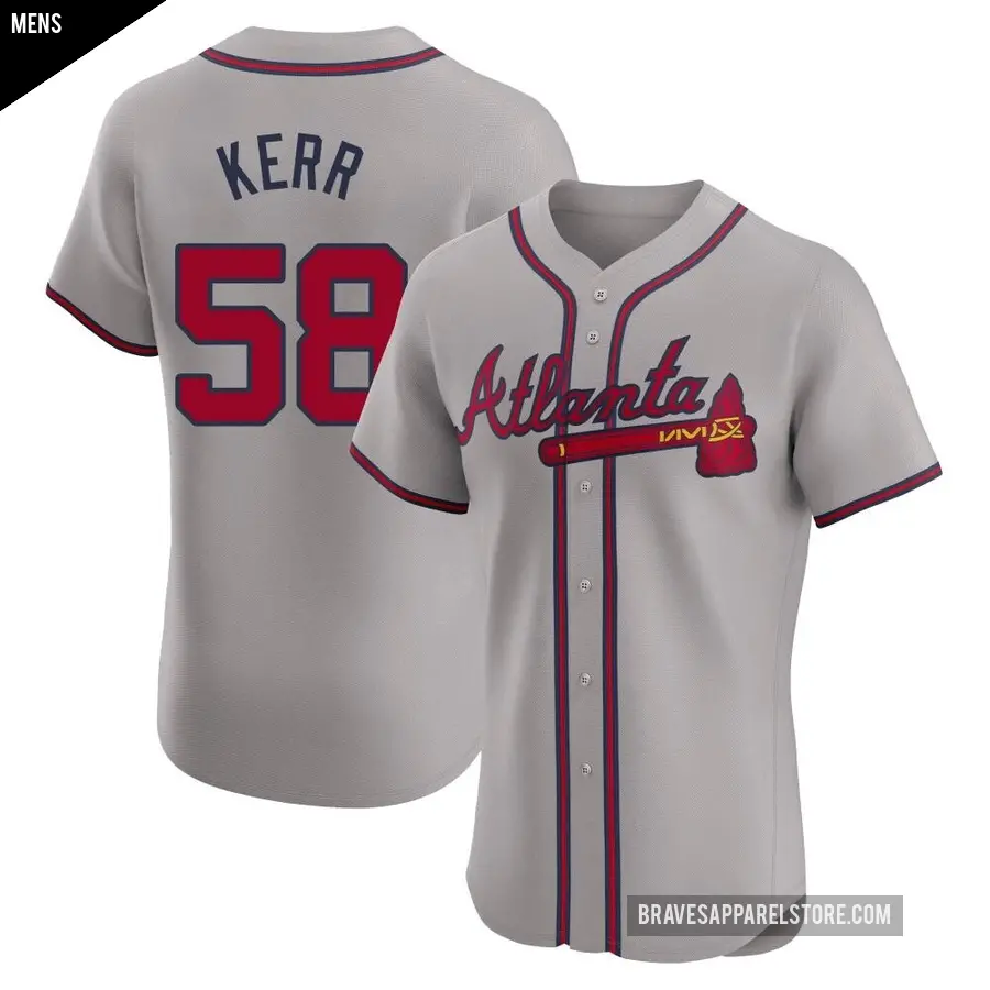 Men's Atlanta Braves ＃58 Ray Kerr Elite Gray Road Jersey