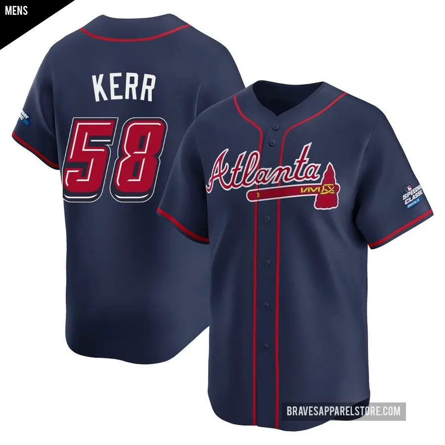 Men's Atlanta Braves ＃58 Ray Kerr Limited Navy 2025 Speedway Classic Alternate Jersey