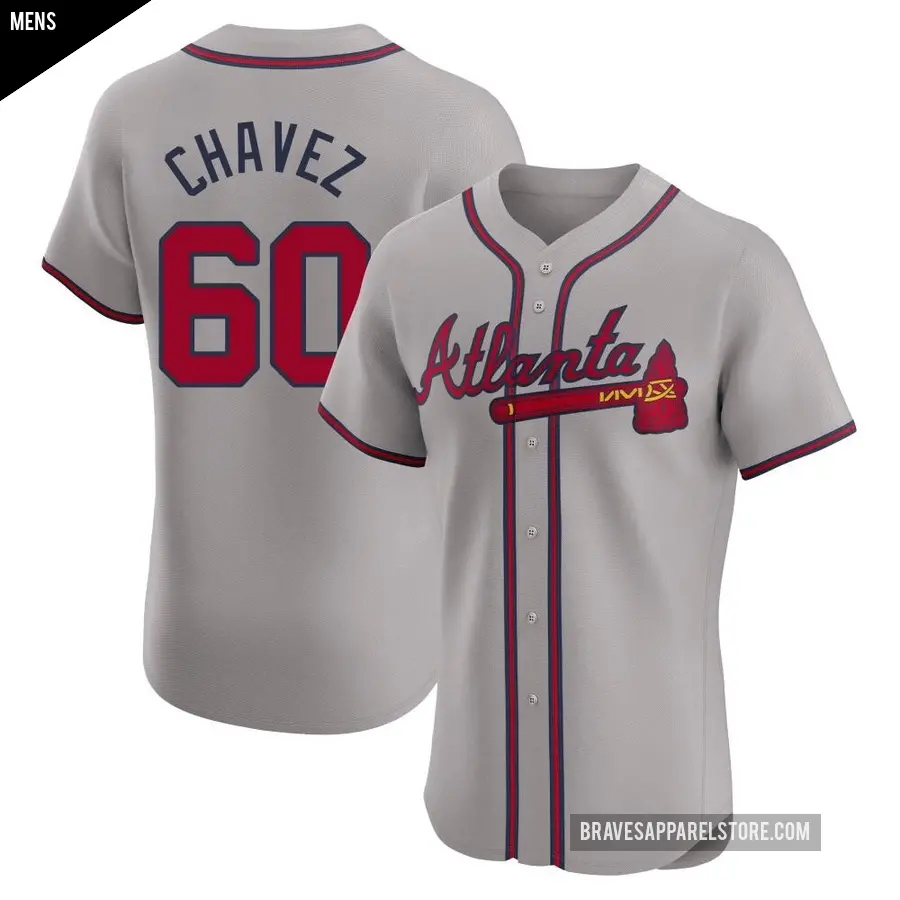 Men's Atlanta Braves ＃60 Jesse Chavez Elite Gray Road Jersey
