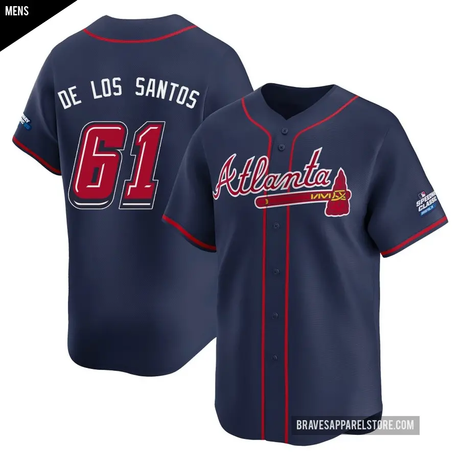 Men's Atlanta Braves ＃61 Enyel De Los Santos Limited Navy 2025 Speedway Classic Alternate Jersey