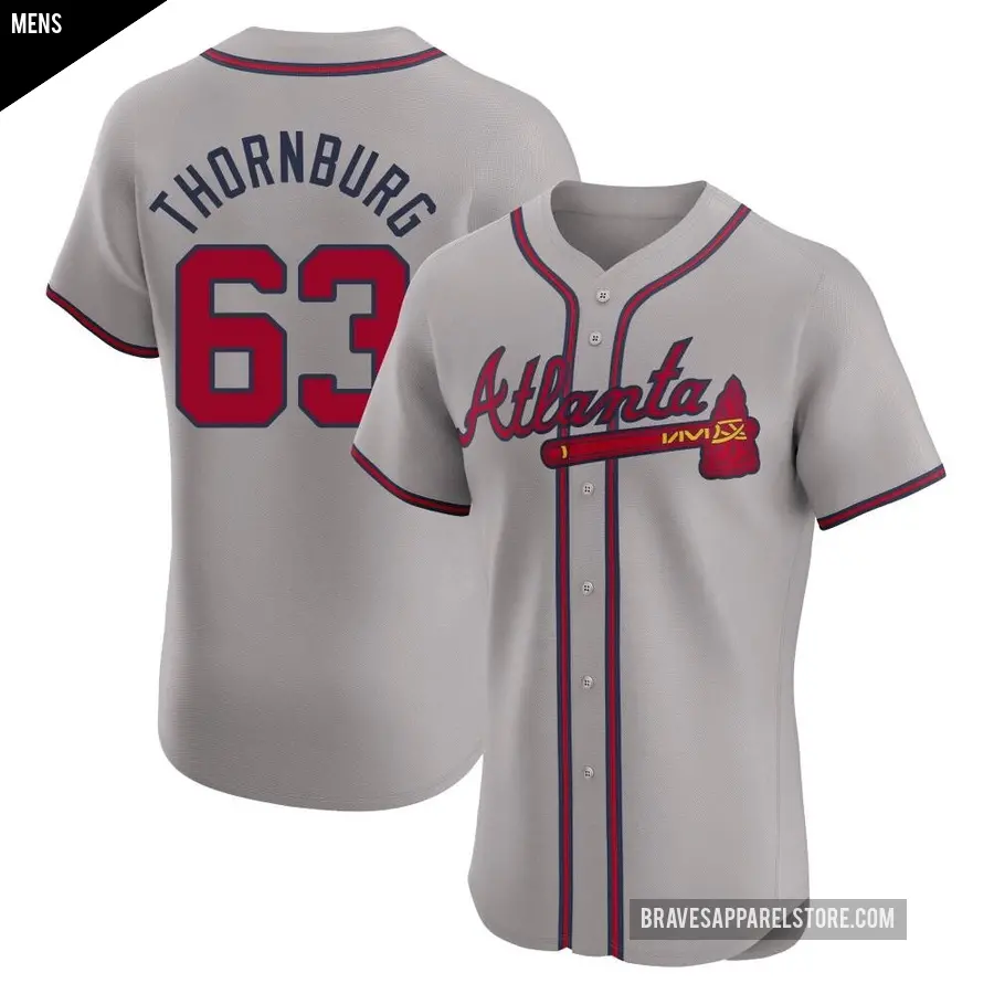 Men's Atlanta Braves ＃63 Tyler Thornburg Elite Gray Road Jersey