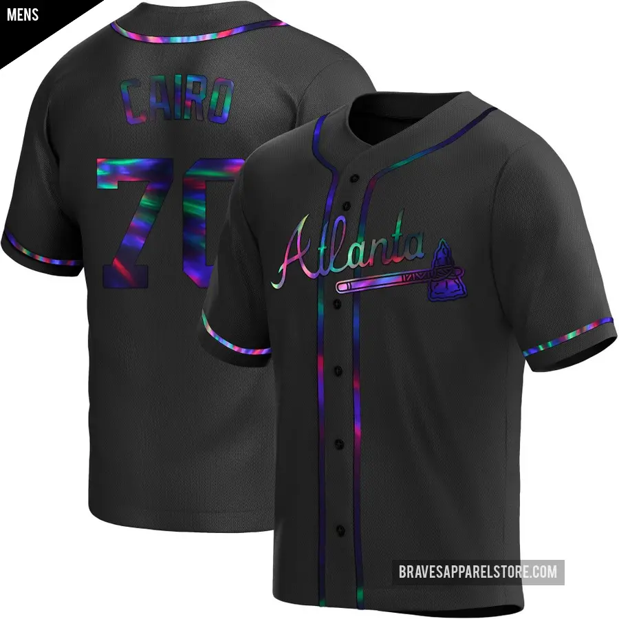 Men's Atlanta Braves ＃70 Christian Cairo Replica Black Holographic Alternate Jersey