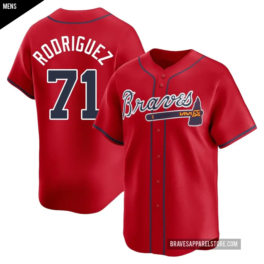 Men's Atlanta Braves ＃71 Carlos Rodriguez Limited Red Alternate Jersey