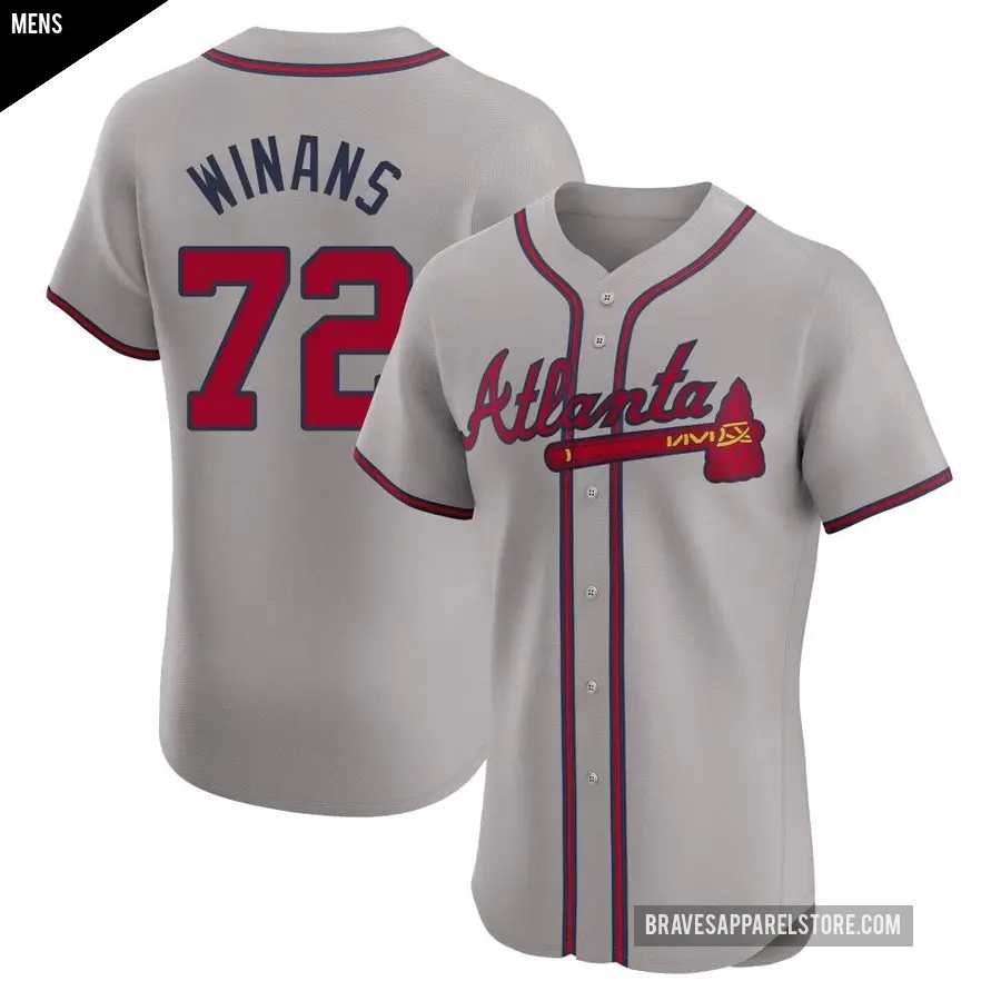 Men's Atlanta Braves ＃72 Allan Winans Elite Gray Road Jersey