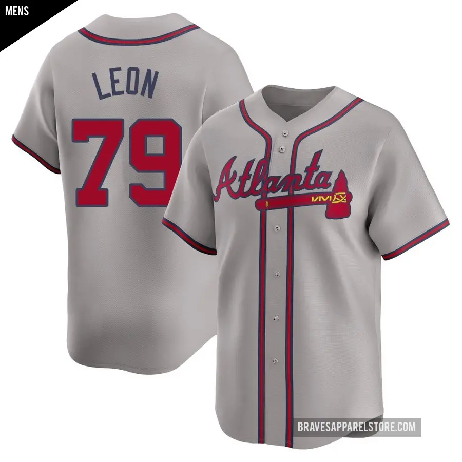 Men's Atlanta Braves ＃79 Sandy Leon Limited Gray Away Jersey