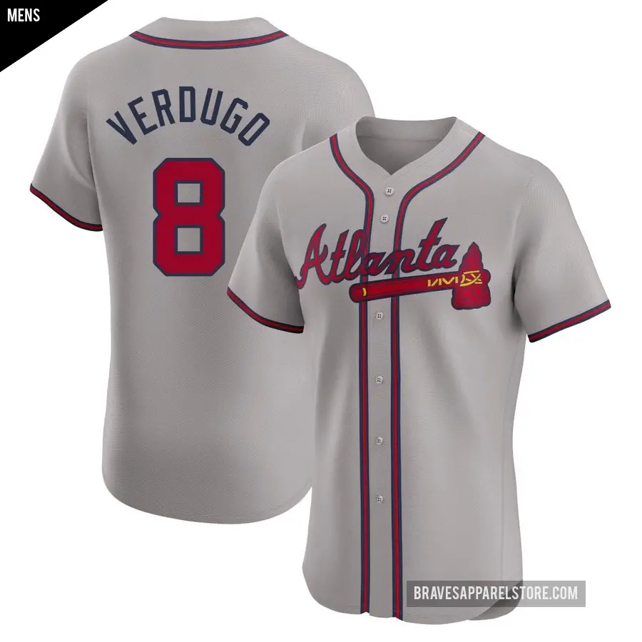 Men's Atlanta Braves ＃8 Alex Verdugo Elite Gray Road Jersey