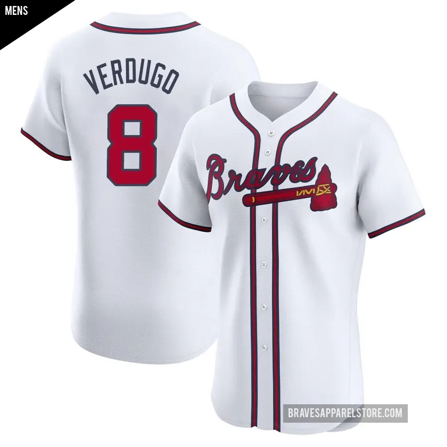 Men's Atlanta Braves ＃8 Alex Verdugo Elite White Home Jersey