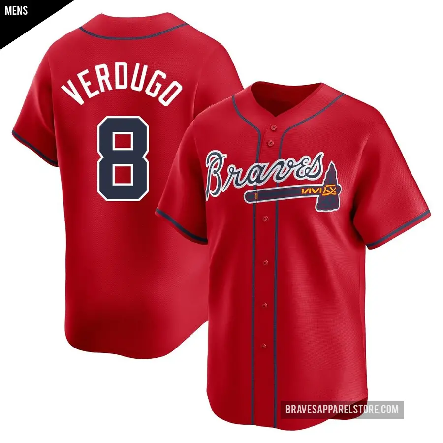 Men's Atlanta Braves ＃8 Alex Verdugo Limited Red Alternate Jersey